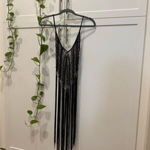 Black Fringe Sequin Dress